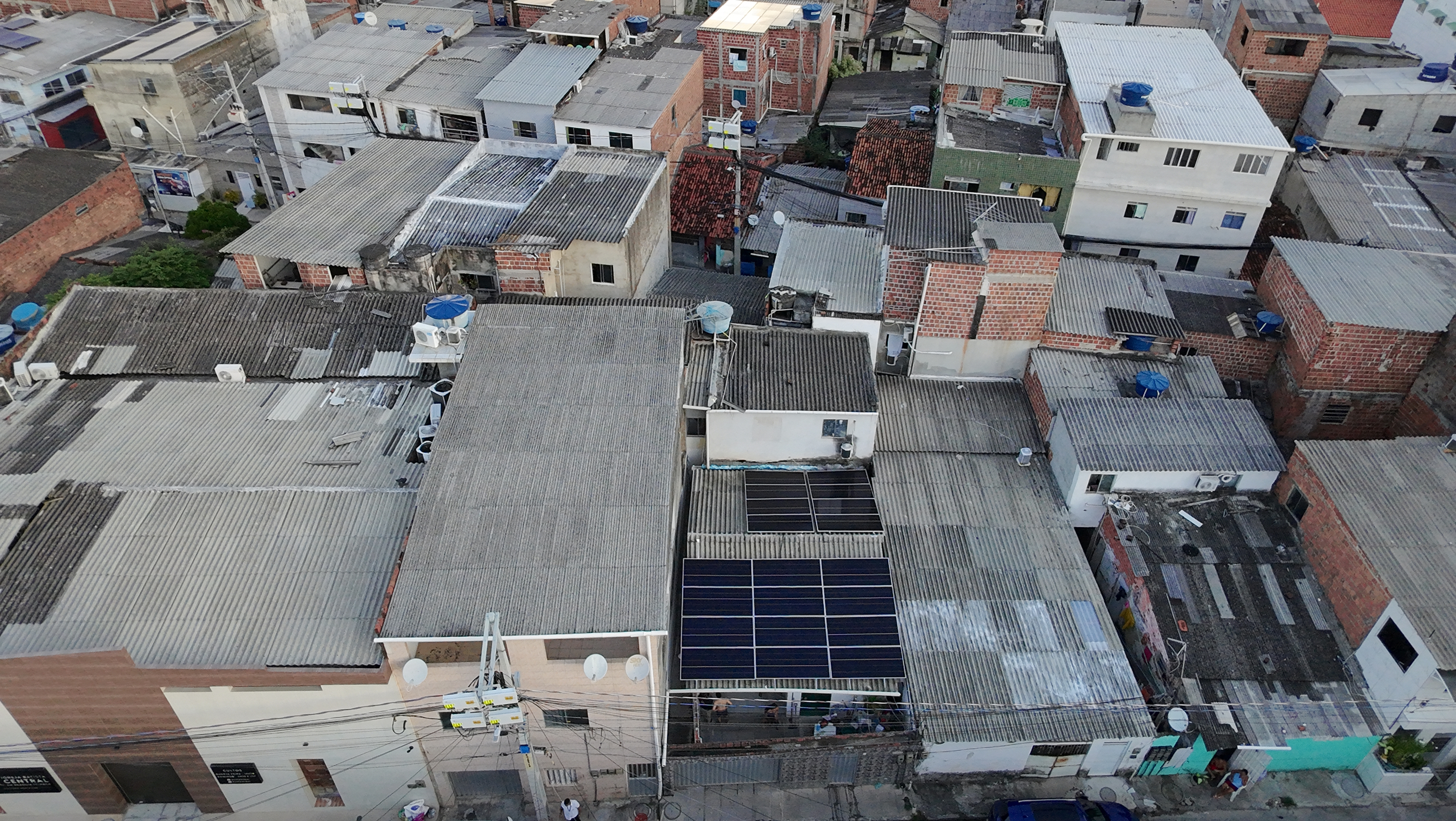 Instalação solar vista drone